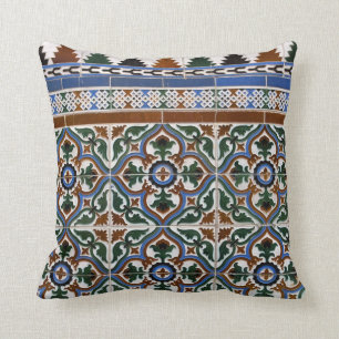Mediterranean Tile Pattern Throw Pillow