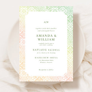 Mediterranean tile pattern Wedding Invitation