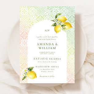 Mediterranean tile pattern Wedding Invitation