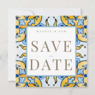 Mediterranean Tile Square Wedding Save the Date