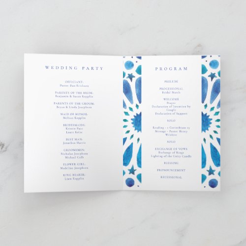 Mediterranean tile wedding hymn booklet and program