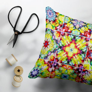 Mediterranean Tiles, Alcohol Ink Tiles, Majolica Accent Pillow