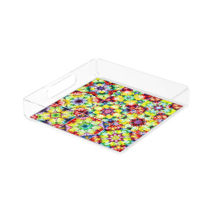 Mediterranean Tiles, Alcohol Ink Tiles, Majolica Acrylic Tray