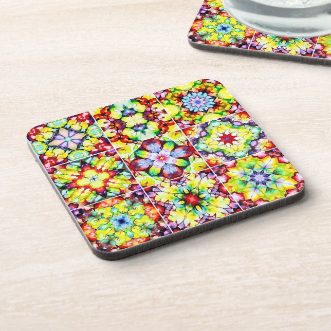 Mediterranean Tiles, Alcohol Ink Tiles, Majolica Beverage Coaster (Left Side)