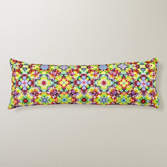 Mediterranean Tiles, Alcohol Ink Tiles, Majolica Body Pillow (Front)