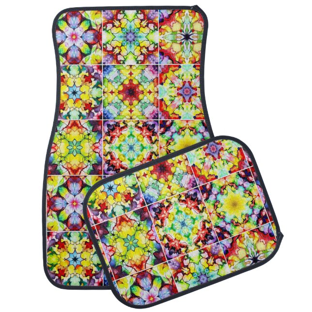 Mediterranean Tiles, Alcohol Ink Tiles, Majolica Car Floor Mat (Set)