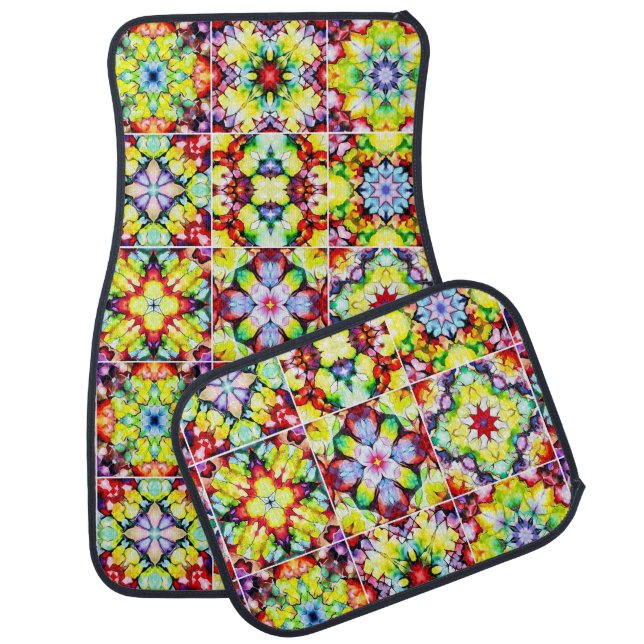 Mediterranean Tiles, Alcohol Ink Tiles, Majolica Car Floor Mat (Set)