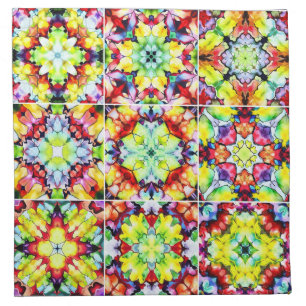 Mediterranean Tiles, Alcohol Ink Tiles, Majolica Cloth Napkin