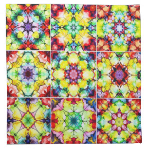 Mediterranean Tiles, Alcohol Ink Tiles, Majolica Cloth Napkin