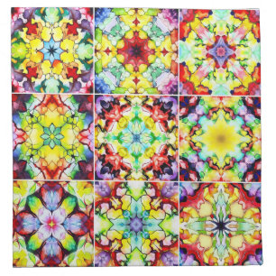 Mediterranean Tiles, Alcohol Ink Tiles, Majolica Cloth Napkin