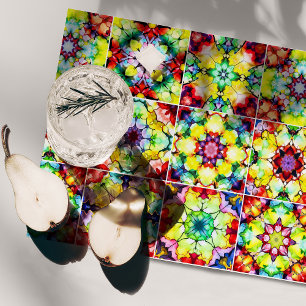 Mediterranean Tiles, Alcohol Ink Tiles, Majolica Cloth Placemat