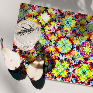 Mediterranean Tiles, Alcohol Ink Tiles, Majolica Cloth Placemat