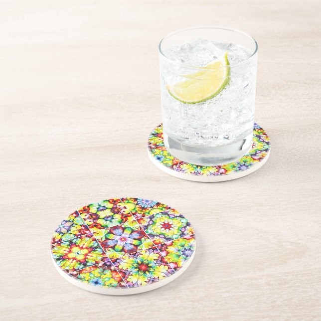 Mediterranean Tiles, Alcohol Ink Tiles, Majolica Coaster (Side)