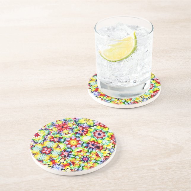 Mediterranean Tiles, Alcohol Ink Tiles, Majolica Coaster (Side)