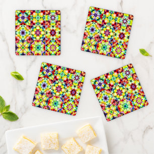 Mediterranean Tiles, Alcohol Ink Tiles, Majolica Coaster Set