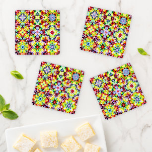 Mediterranean Tiles, Alcohol Ink Tiles, Majolica Coaster Set
