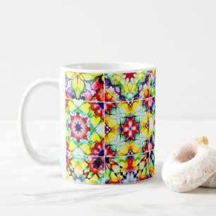 Mediterranean Tiles, Alcohol Ink Tiles, Majolica Coffee Mug