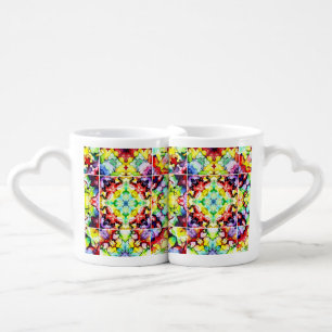 Mediterranean Tiles, Alcohol Ink Tiles, Majolica Coffee Mug Set