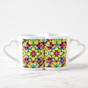 Mediterranean Tiles, Alcohol Ink Tiles, Majolica Coffee Mug Set