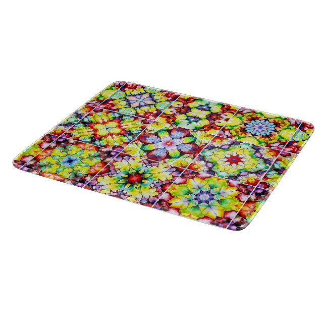 Mediterranean Tiles, Alcohol Ink Tiles, Majolica Cutting Board (Corner)