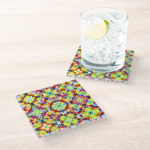 Mediterranean Tiles, Alcohol Ink Tiles, Majolica Glass Coaster