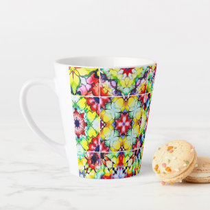 Mediterranean Tiles, Alcohol Ink Tiles, Majolica Latte Mug