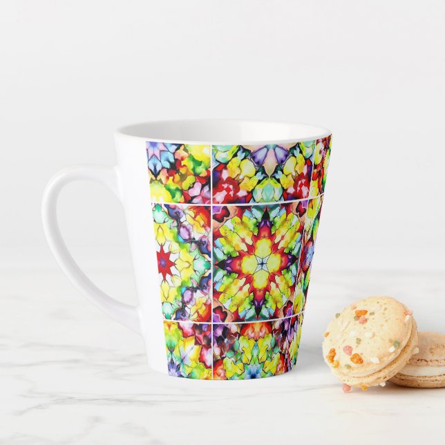 Mediterranean Tiles, Alcohol Ink Tiles, Majolica Latte Mug (In Situ)