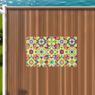 Mediterranean Tiles, Alcohol Ink Tiles, Majolica Outdoor Rug