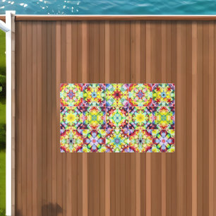 Mediterranean Tiles, Alcohol Ink Tiles, Majolica Outdoor Rug