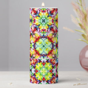 Mediterranean Tiles, Alcohol Ink Tiles, Majolica Pillar Candle