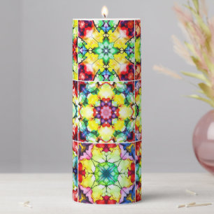 Mediterranean Tiles, Alcohol Ink Tiles, Majolica Pillar Candle