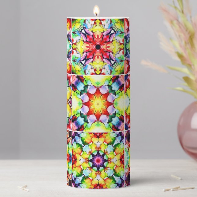 Mediterranean Tiles, Alcohol Ink Tiles, Majolica Pillar Candle (In Situ)