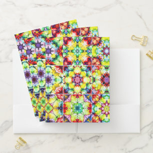 Mediterranean Tiles, Alcohol Ink Tiles, Majolica Pocket Folder