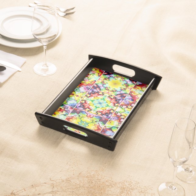 Mediterranean Tiles, Alcohol Ink Tiles, Majolica Serving Tray (Front)