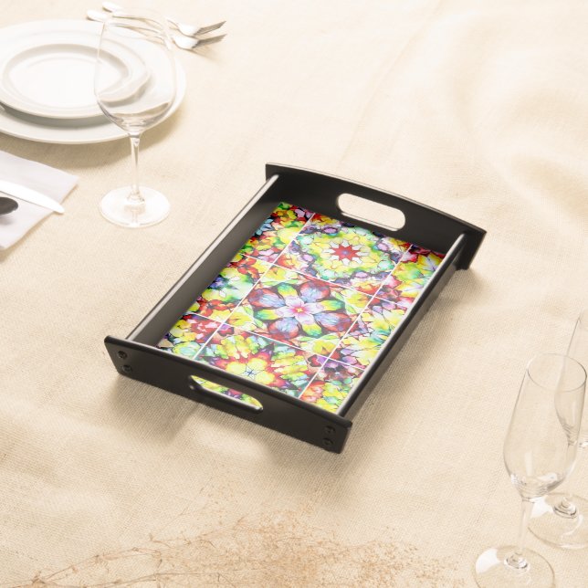 Mediterranean Tiles, Alcohol Ink Tiles, Majolica Serving Tray (Front)