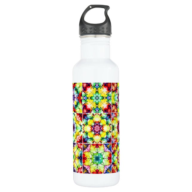 Mediterranean Tiles, Alcohol Ink Tiles, Majolica Stainless Steel Water Bottle (Front)