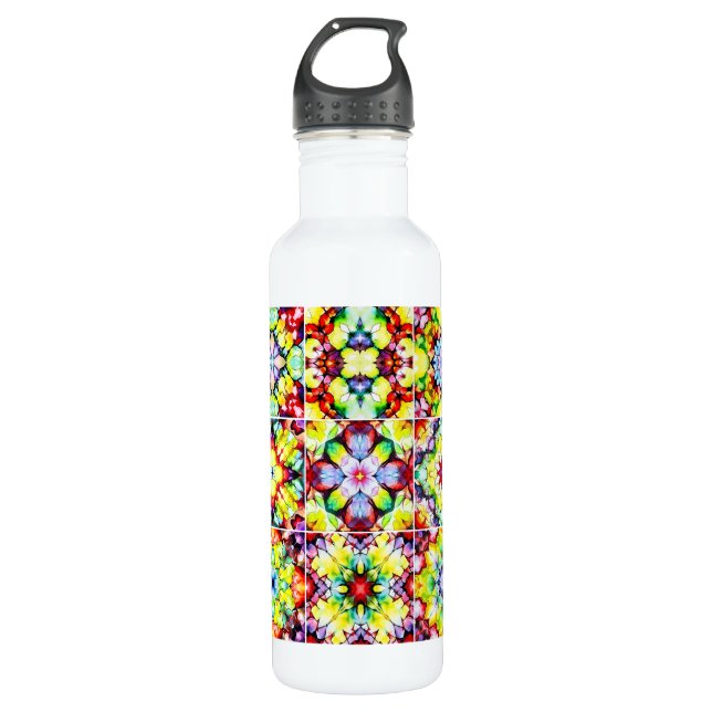Mediterranean Tiles, Alcohol Ink Tiles, Majolica Stainless Steel Water Bottle (Front)
