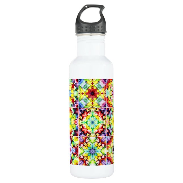 Mediterranean Tiles, Alcohol Ink Tiles, Majolica Stainless Steel Water Bottle (Front)