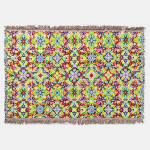 Mediterranean Tiles, Alcohol Ink Tiles, Majolica Throw Blanket