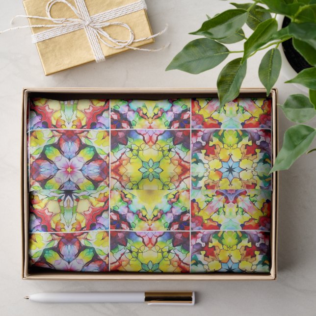 Mediterranean Tiles, Alcohol Ink Tiles, Majolica Tissue Paper (Gift)