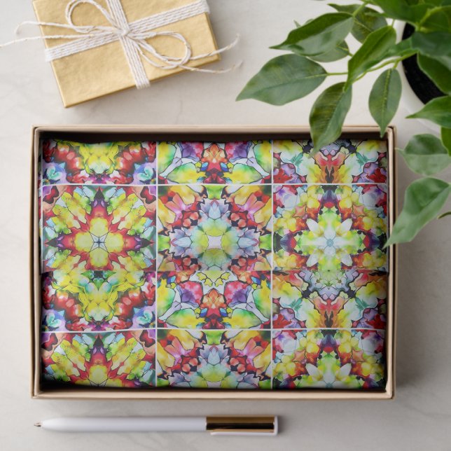 Mediterranean Tiles, Alcohol Ink Tiles, Majolica Tissue Paper (Gift)