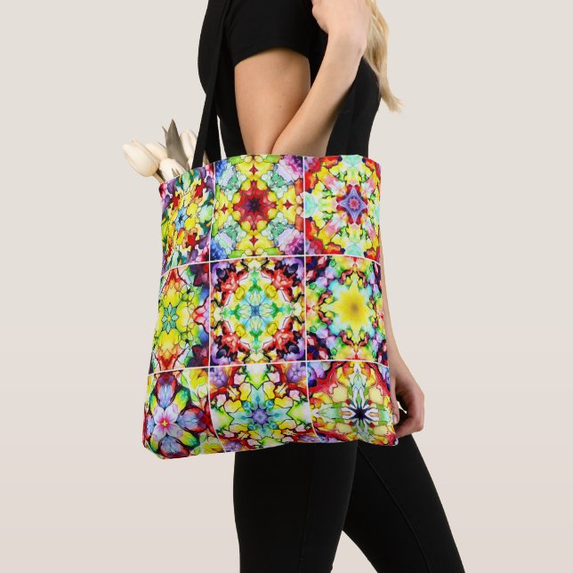 Mediterranean Tiles, Alcohol Ink Tiles, Majolica Tote Bag (Close Up)