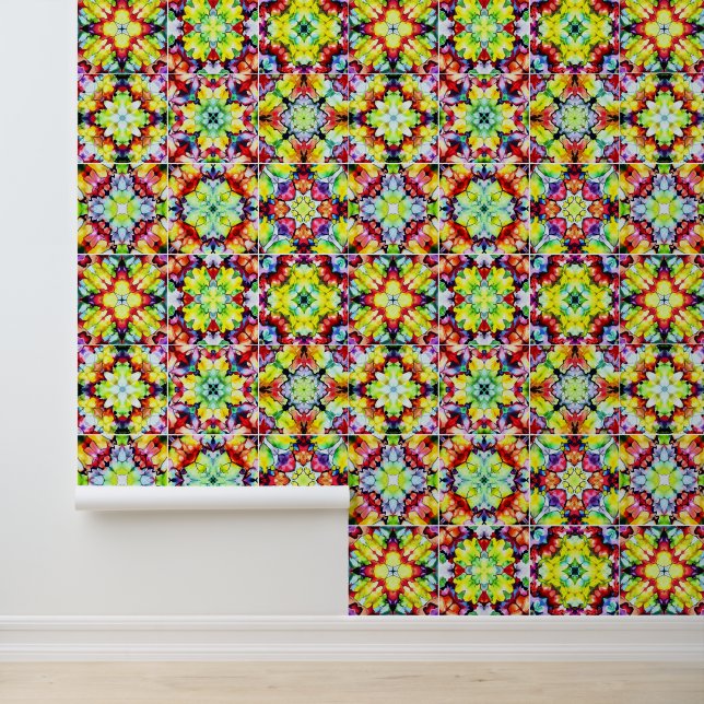 Mediterranean Tiles, Alcohol Ink Tiles, Majolica Wallpaper (Application)