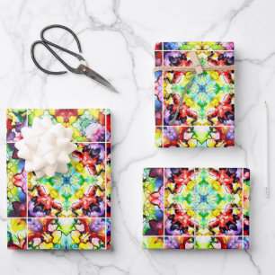 Mediterranean Tiles, Alcohol Ink Tiles, Majolica Wrapping Paper Sheets