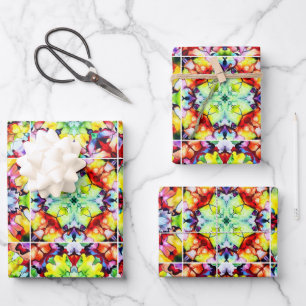 Mediterranean Tiles, Alcohol Ink Tiles, Majolica Wrapping Paper Sheets