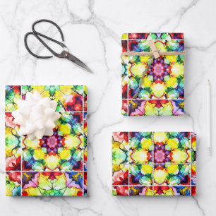 Mediterranean Tiles, Alcohol Ink Tiles, Majolica Wrapping Paper Sheets