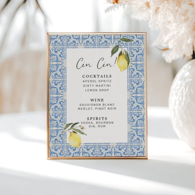 Mediterranean Tiles Amalfi Capri Bar Menu Poster (Creator Uploaded)