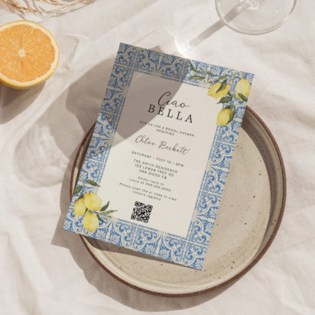 Mediterranean Tiles Amalfi Capri Bridal Shower Invitation (Creator Uploaded)