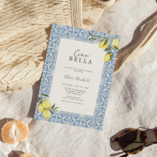 Mediterranean Tiles Amalfi Capri Bridal Shower Invitation