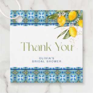 Mediterranean Tiles And Lemons Bridal Shower Favor Tags